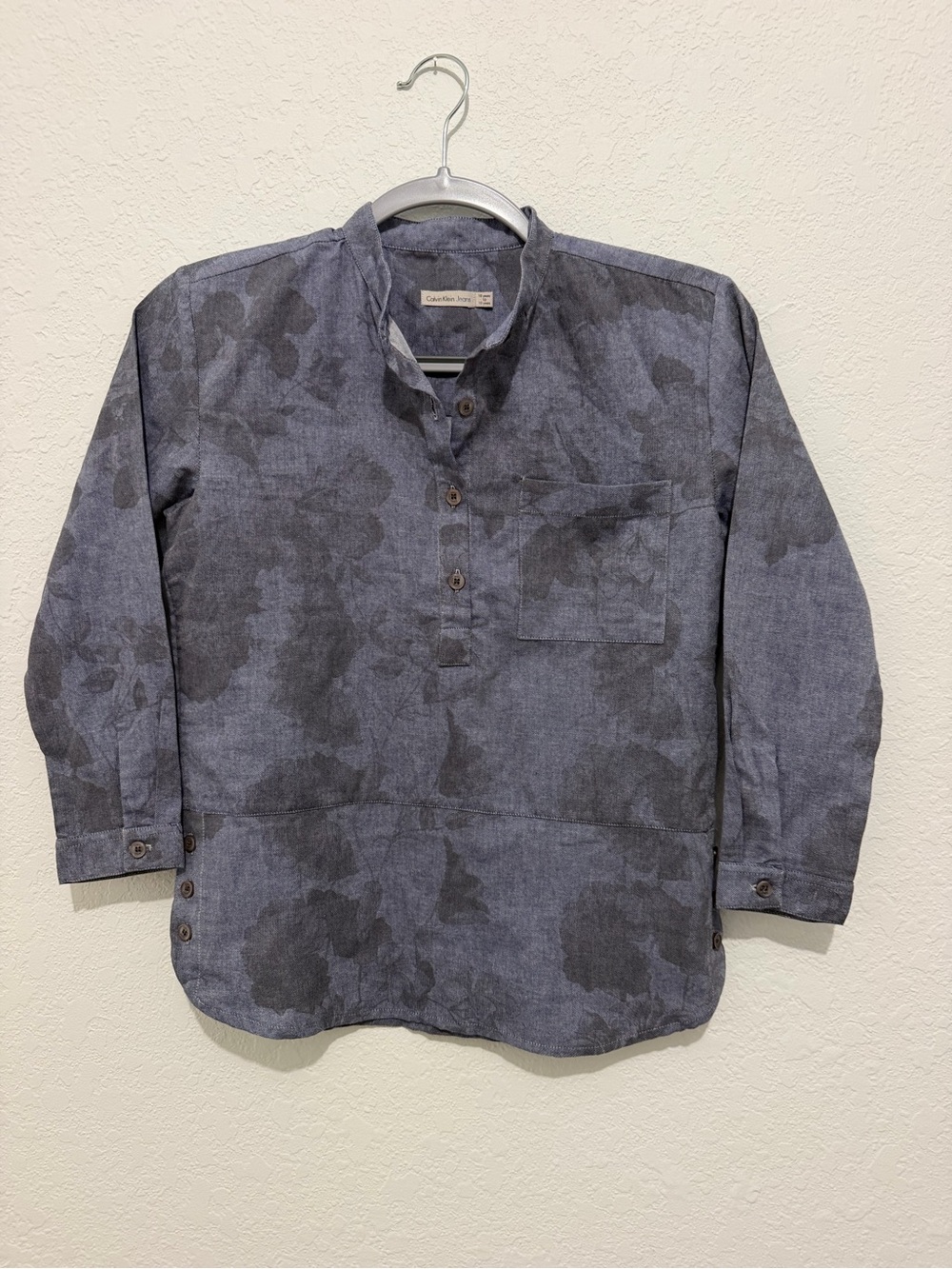 Calvin Klein Jeans Blue & Gray Floral Shirt - Size 10Y
